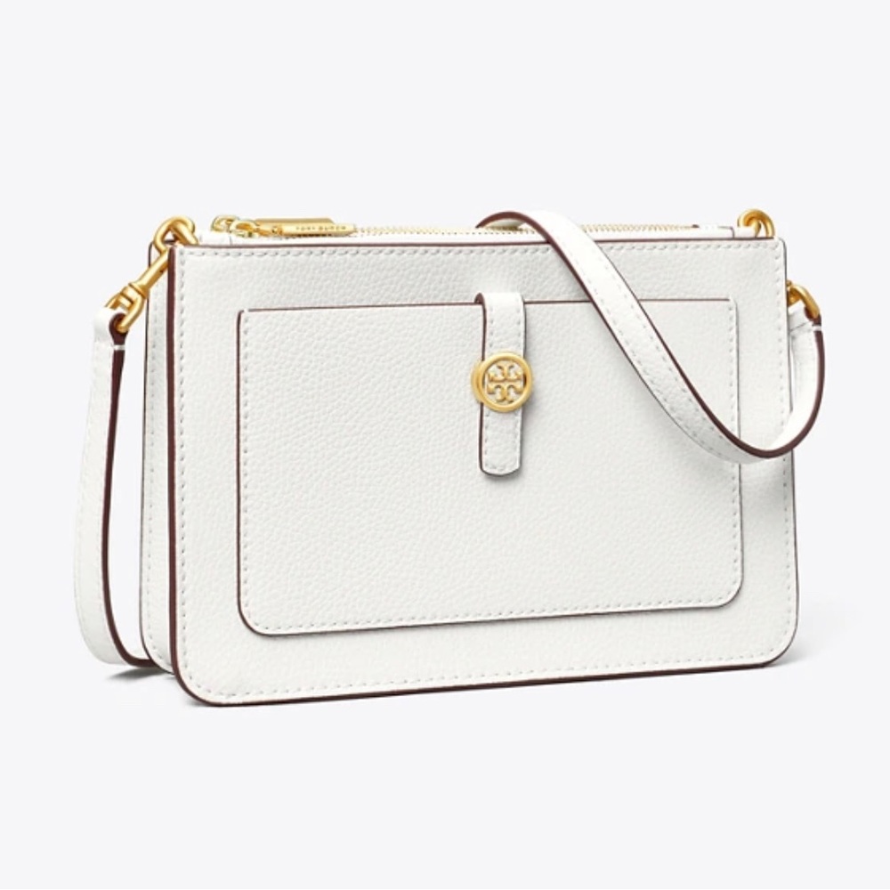 Tory Burch Walker Double Zip Cross Body White Purse
